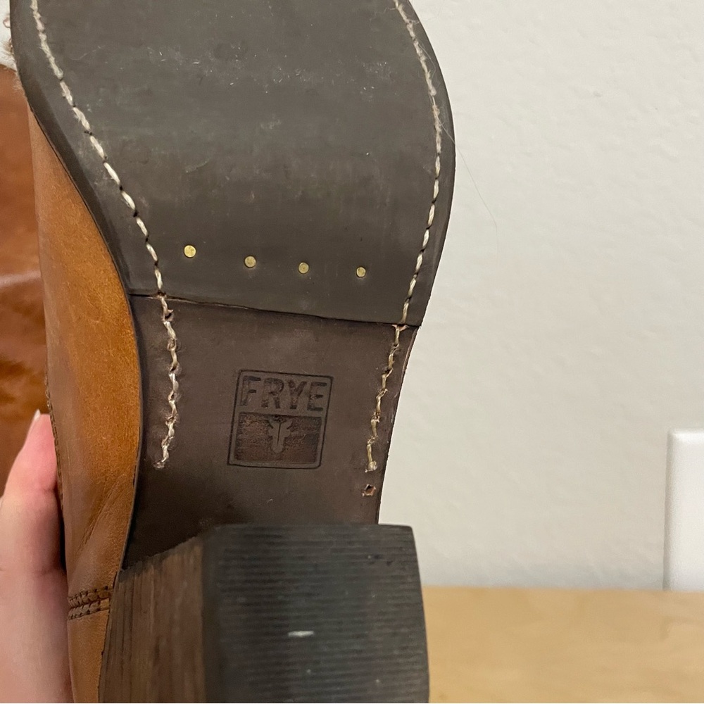 Frye Cognac Brown Leather Mid-Calf Heeled Boots - Picture 13 of 15